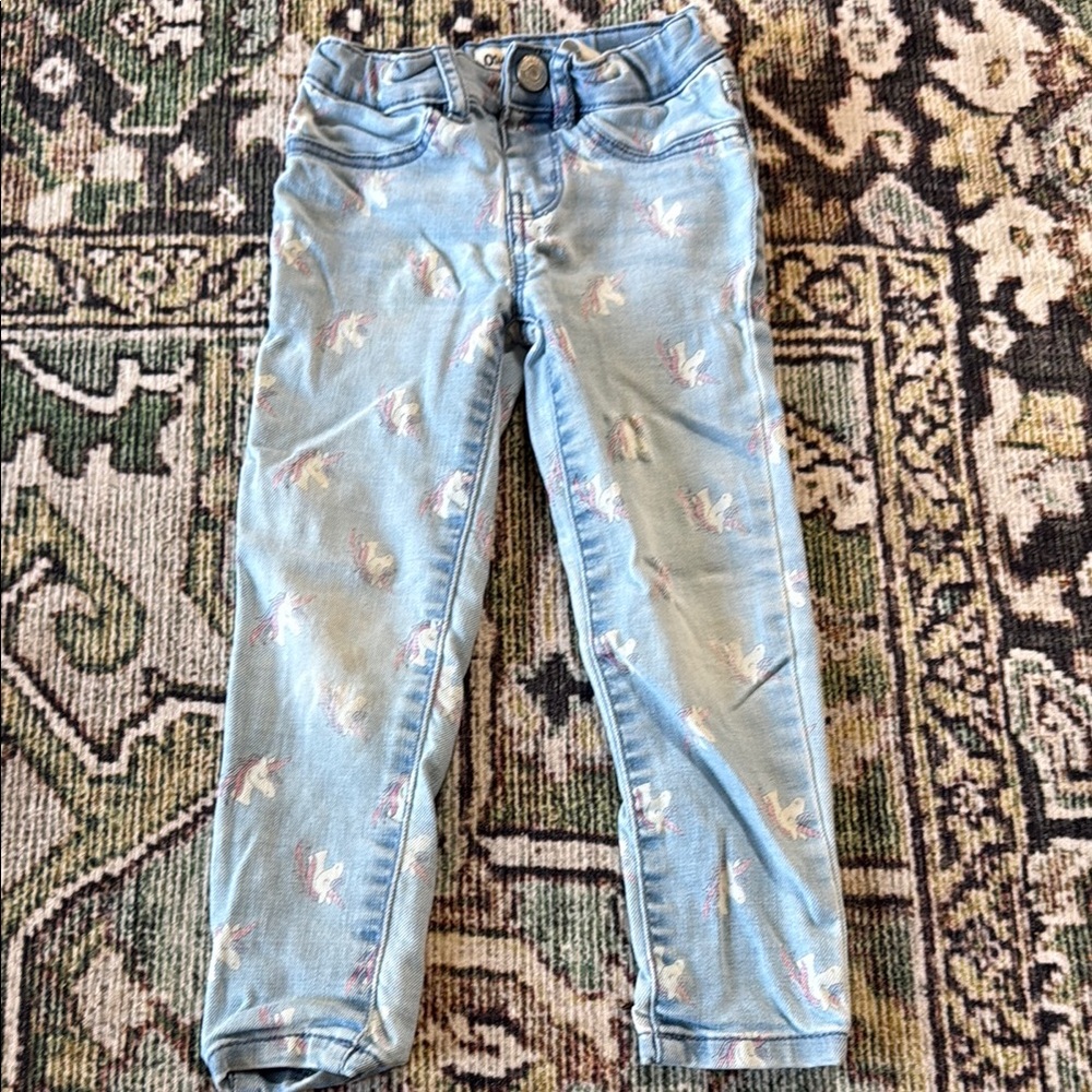 4/$22 OshKosh B'gosh Light Blue Jeans with Unicorn Design